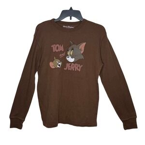 Hanna-Barbera Tom and Jerry Long Sleeve Thermal Waffle Weave Retro Shirt Size Lg